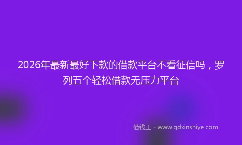 2026年最新最好下款的借款平台不看征信吗，罗列五个轻松借款无压力平台
