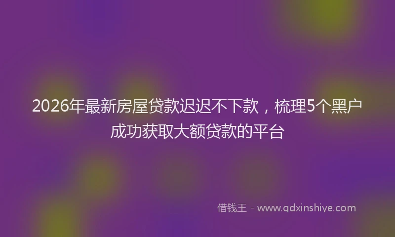 2026年最新房屋贷款迟迟不下款，梳理5个黑户成功获取大额贷款的平台
