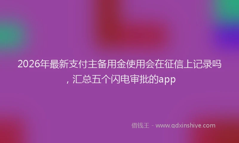 2026年最新支付主备用金使用会在征信上记录吗，汇总五个闪电审批的app