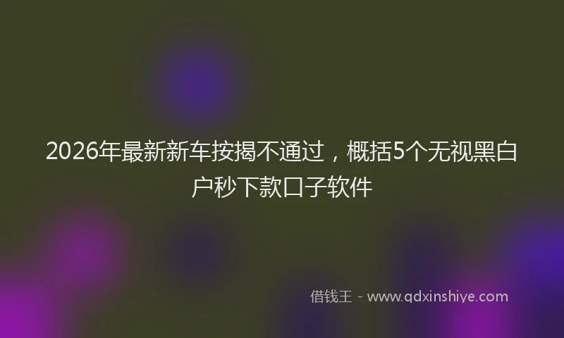 2026年最新新车按揭不通过，概括5个无视黑白户秒下款口子软件