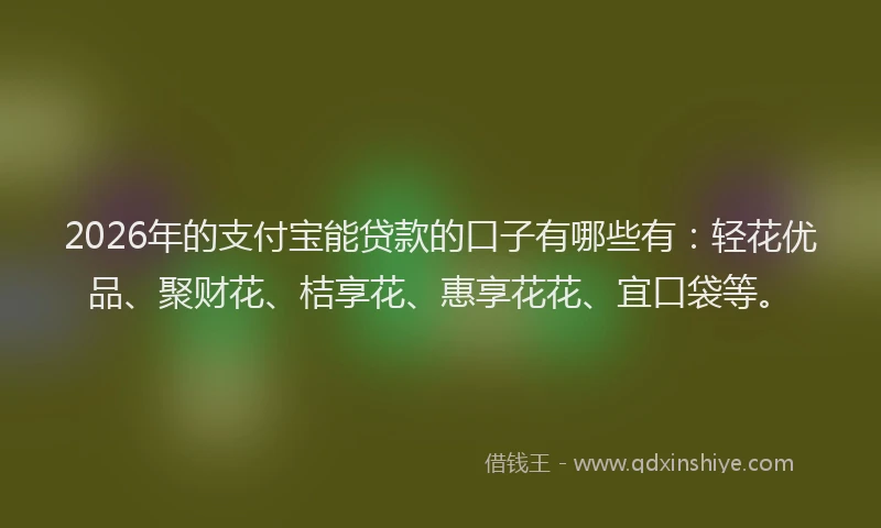 2026年的支付宝能贷款的口子有哪些有：轻花优品、聚财花、桔享花、惠享花花、宜口袋等。