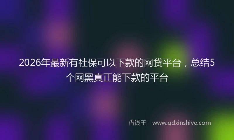2026年最新有社保可以下款的网贷平台，总结5个网黑真正能下款的平台