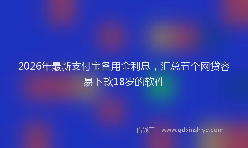 2026年最新支付宝备用金利息，汇总五个网贷容易下款18岁的软件