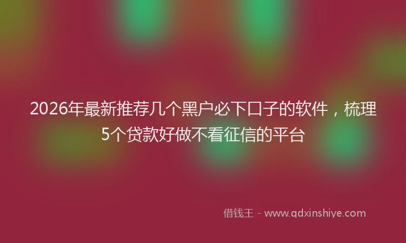 2026年最新推荐几个黑户必下口子的软件，梳理5个贷款好做不看征信的平台