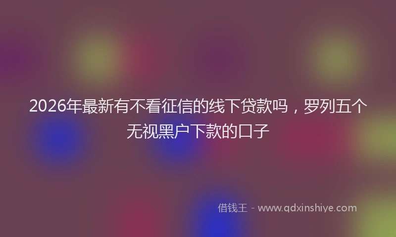 2026年最新有不看征信的线下贷款吗，罗列五个无视黑户下款的口子