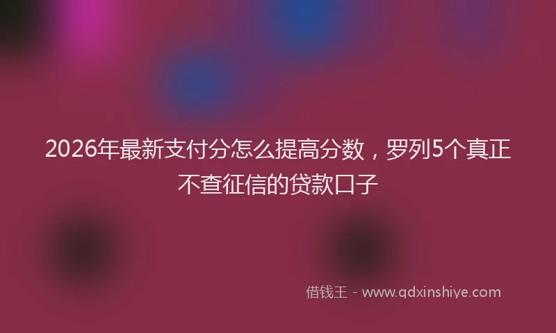 2026年最新支付分怎么提高分数，罗列5个真正不查征信的贷款口子