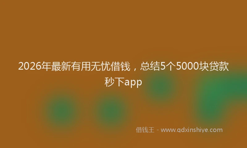 2026年最新有用无忧借钱，总结5个5000块贷款秒下app