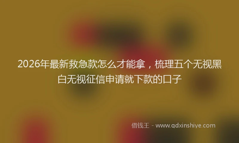 2026年最新救急款怎么才能拿，梳理五个无视黑白无视征信申请就下款的口子
