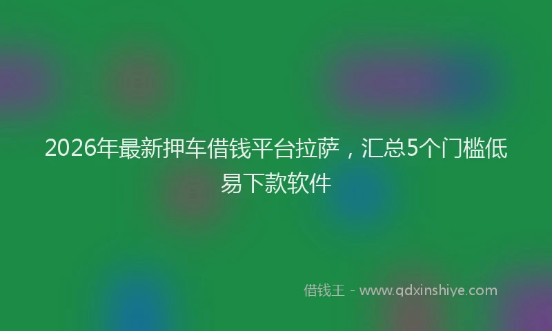 2026年最新押车借钱平台拉萨，汇总5个门槛低易下款软件