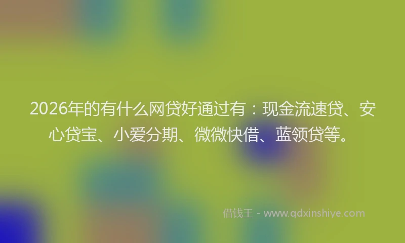 2026年的有什么网贷好通过有：现金流速贷、安心贷宝、小爱分期、微微快借、蓝领贷等。