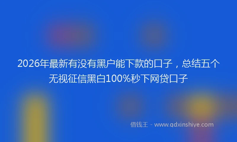 2026年最新有没有黑户能下款的口子，总结五个无视征信黑白100%秒下网贷口子
