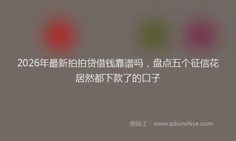 2026年最新拍拍贷借钱靠谱吗，盘点五个征信花居然都下款了的口子