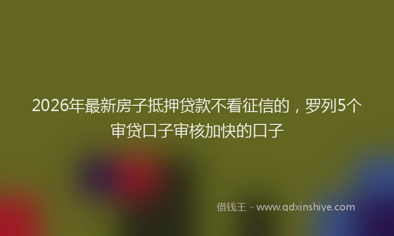 2026年最新房子抵押贷款不看征信的，罗列5个审贷口子审核加快的口子