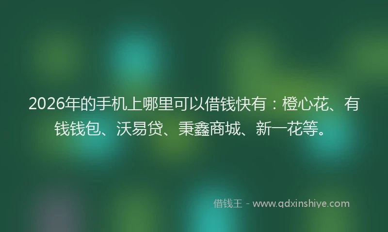 2026年的手机上哪里可以借钱快有：橙心花、有钱钱包、沃易贷、秉鑫商城、新一花等。