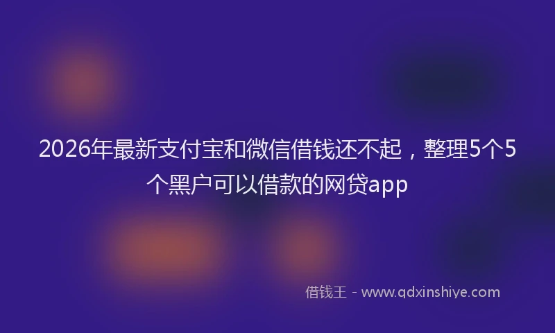 2026年最新支付宝和微信借钱还不起，整理5个5个黑户可以借款的网贷app