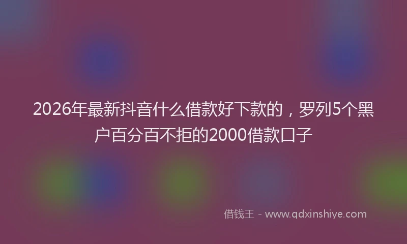2026年最新抖音什么借款好下款的，罗列5个黑户百分百不拒的2000借款口子