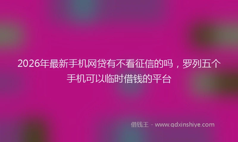 2026年最新手机网贷有不看征信的吗，罗列五个手机可以临时借钱的平台