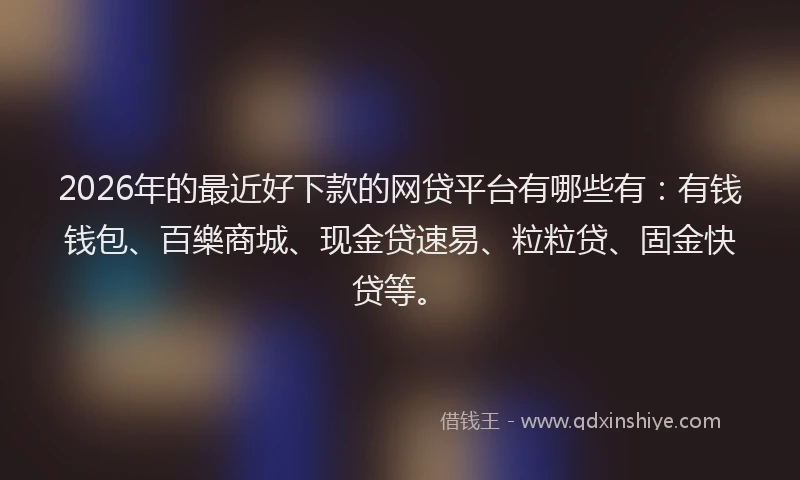2026年的最近好下款的网贷平台有哪些有：有钱钱包、百樂商城、现金贷速易、粒粒贷、固金快贷等。