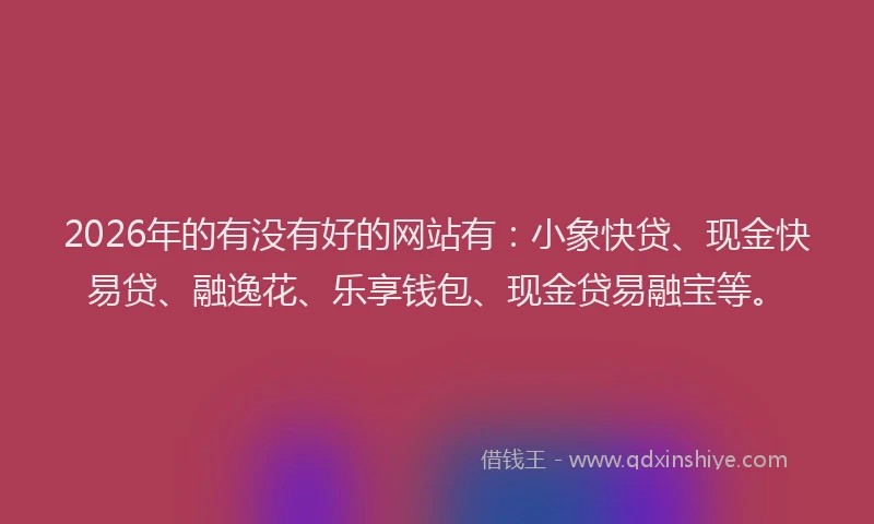2026年的有没有好的网站有：小象快贷、现金快易贷、融逸花、乐享钱包、现金贷易融宝等。