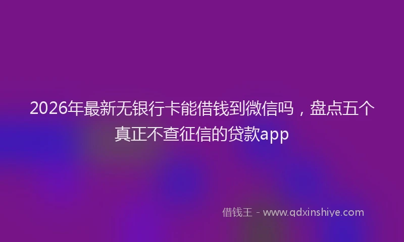 2026年最新无银行卡能借钱到微信吗，盘点五个真正不查征信的贷款app