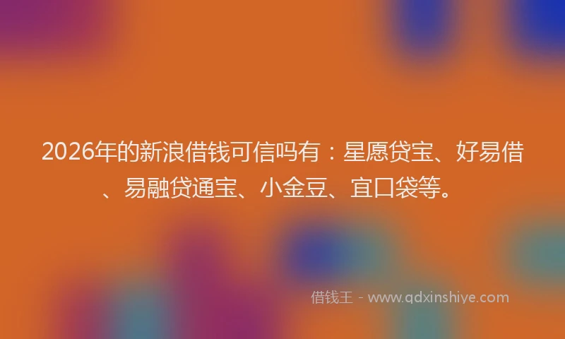 2026年的新浪借钱可信吗有：星愿贷宝、好易借、易融贷通宝、小金豆、宜口袋等。