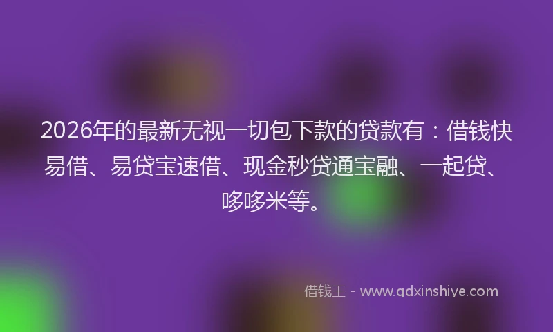 2026年的最新无视一切包下款的贷款有：借钱快易借、易贷宝速借、现金秒贷通宝融、一起贷、哆哆米等。