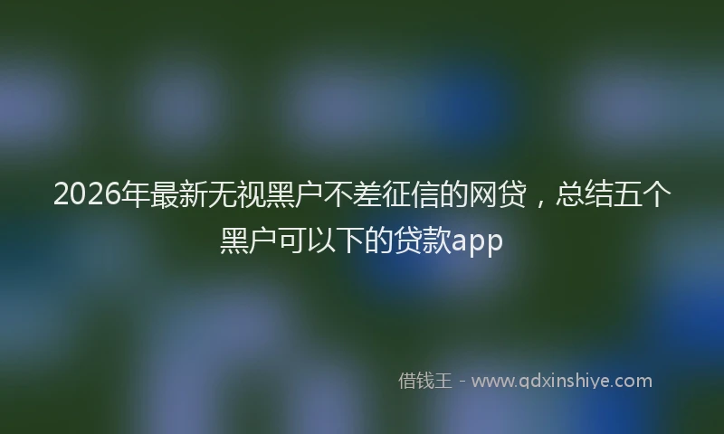 2026年最新无视黑户不差征信的网贷，总结五个黑户可以下的贷款app
