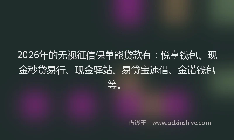 2026年的无视征信保单能贷款有：悦享钱包、现金秒贷易行、现金驿站、易贷宝速借、金诺钱包等。