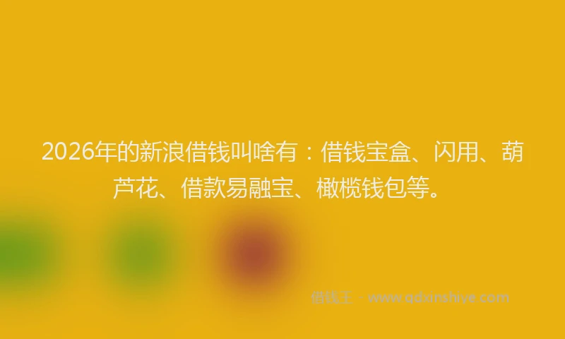 2026年的新浪借钱叫啥有：借钱宝盒、闪用、葫芦花、借款易融宝、橄榄钱包等。