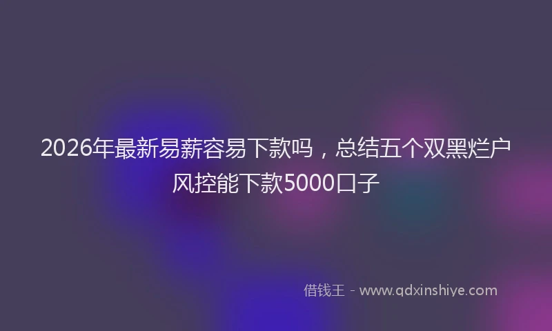 2026年最新易薪容易下款吗，总结五个双黑烂户风控能下款5000口子