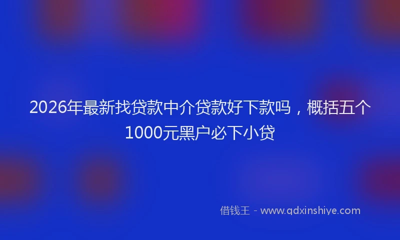 2026年最新找贷款中介贷款好下款吗，概括五个1000元黑户必下小贷