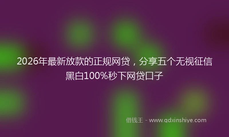 2026年最新放款的正规网贷，分享五个无视征信黑白100%秒下网贷口子