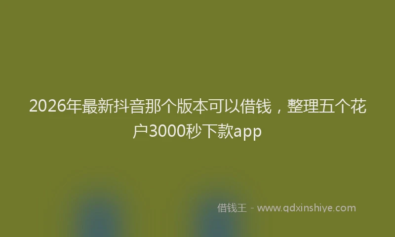 2026年最新抖音那个版本可以借钱，整理五个花户3000秒下款app