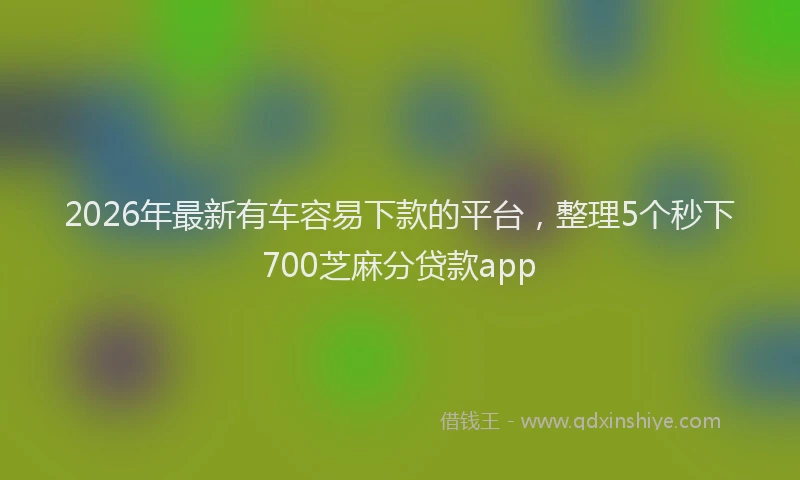 2026年最新有车容易下款的平台，整理5个秒下700芝麻分贷款app
