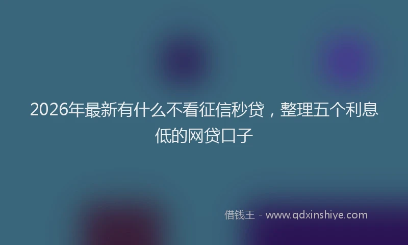 2026年最新有什么不看征信秒贷，整理五个利息低的网贷口子