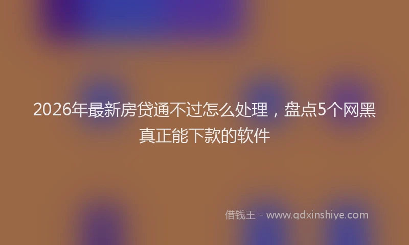 2026年最新房贷通不过怎么处理，盘点5个网黑真正能下款的软件