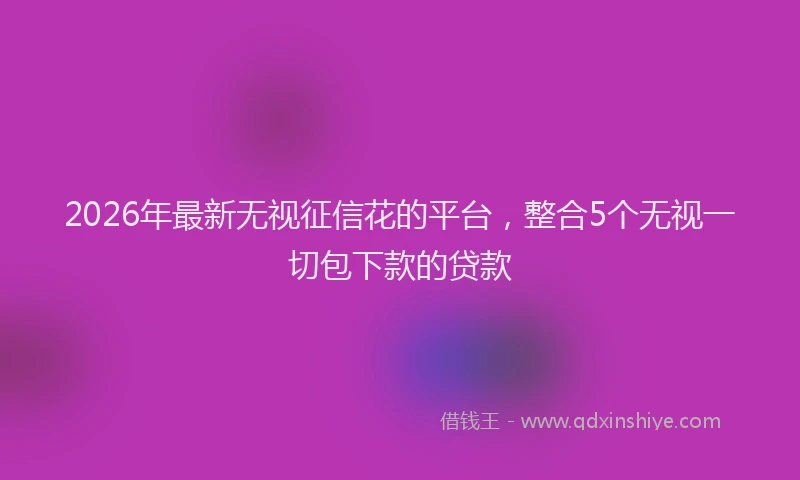 2026年最新无视征信花的平台，整合5个无视一切包下款的贷款