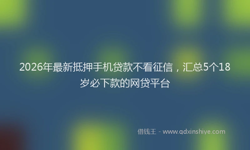 2026年最新抵押手机贷款不看征信，汇总5个18岁必下款的网贷平台