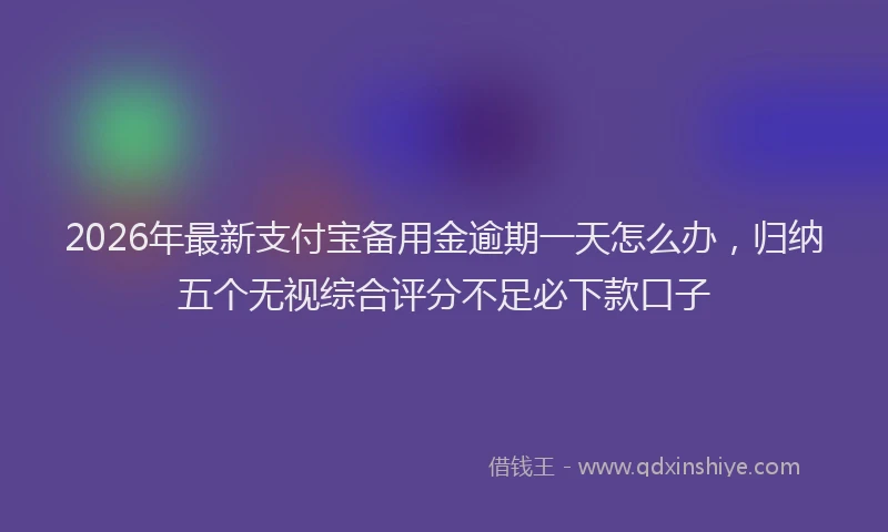 2026年最新支付宝备用金逾期一天怎么办，归纳五个无视综合评分不足必下款口子