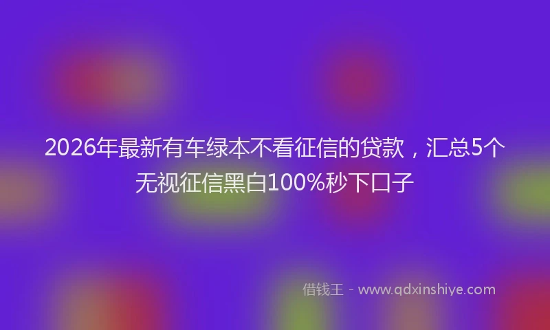 2026年最新有车绿本不看征信的贷款，汇总5个无视征信黑白100%秒下口子