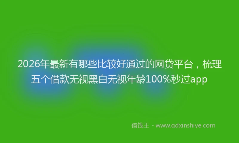 2026年最新有哪些比较好通过的网贷平台，梳理五个借款无视黑白无视年龄100%秒过app
