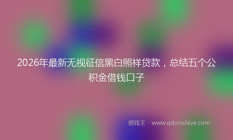 2026年最新无视征信黑白照样贷款，总结五个公积金借钱口子