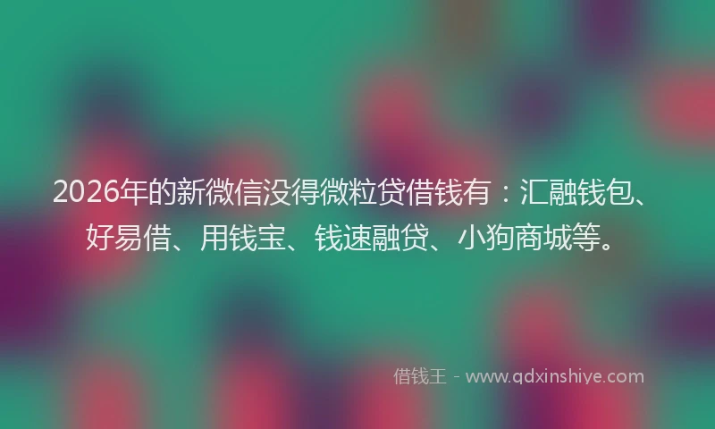 2026年的新微信没得微粒贷借钱有：汇融钱包、好易借、用钱宝、钱速融贷、小狗商城等。