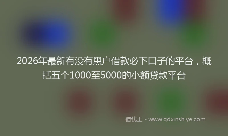 2026年最新有没有黑户借款必下口子的平台，概括五个1000至5000的小额贷款平台