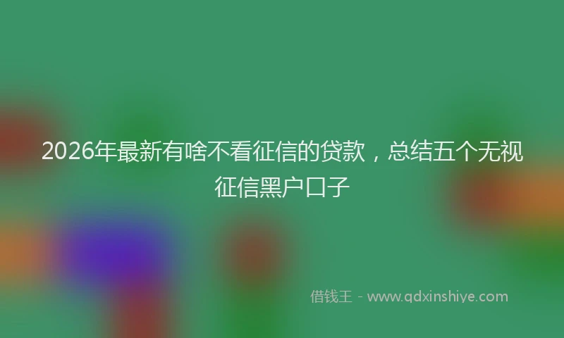 2026年最新有啥不看征信的贷款，总结五个无视征信黑户口子