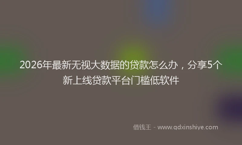 2026年最新无视大数据的贷款怎么办，分享5个新上线贷款平台门槛低软件
