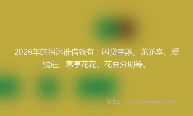 2026年的招远谁借钱有：闪贷宝融、龙龙享、爱钱进、惠享花花、花豆分期等。