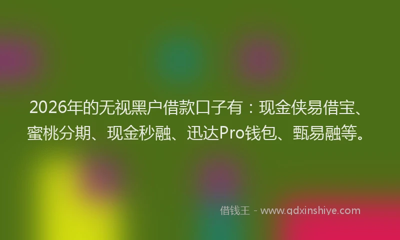 2026年的无视黑户借款口子有：现金侠易借宝、蜜桃分期、现金秒融、迅达Pro钱包、甄易融等。