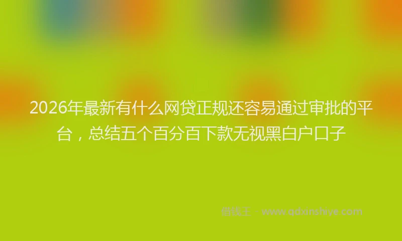 2026年最新有什么网贷正规还容易通过审批的平台，总结五个百分百下款无视黑白户口子