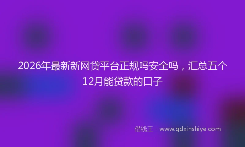 2026年最新新网贷平台正规吗安全吗，汇总五个12月能贷款的口子